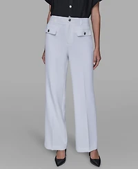 Karl Lagerfeld Paris Women's Mid Rise Straight Leg Pants