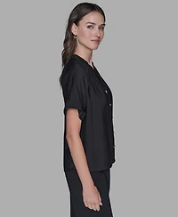 Karl Lagerfeld Paris Women's Drop Shoulder Short-Sleeve Blouse