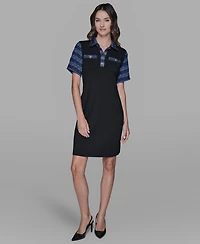 Karl Lagerfeld Paris Women's Polo Collar Pull-On Dress