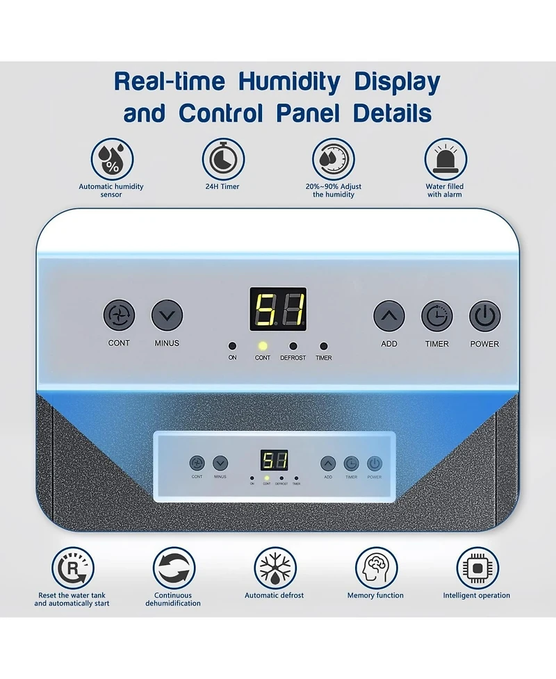 Cowsar Commercial Dehumidifier 190 Pint,with Drain Pump and Hose,for Basement,Factory,Shopping Malls,Continuous Drainage,Automatic Defrost