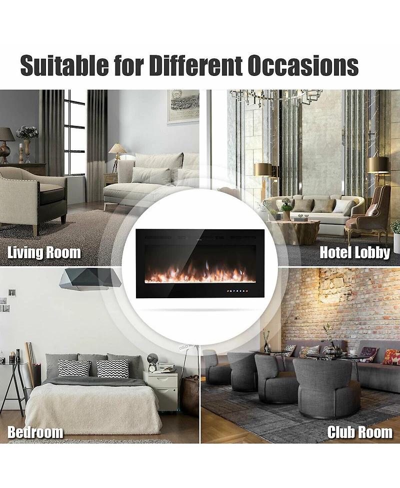 Sugift 40-Inch Electric Fireplace Recessed with Thermostat