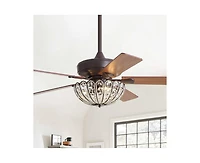 Sofucor 52-inch Elegant and Simple Brown 5-Blade Flush Mount with Remote Control and Timer Functions