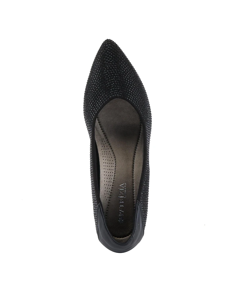 Patrizia Women's Senna Crystal-Embellished Pointed Toe Block Heel Pumps – Slip-On Dress Shoes