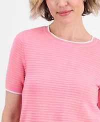 Nautica Jeans Women's Cotton Roll-Neck Raised-Stripe Sweater