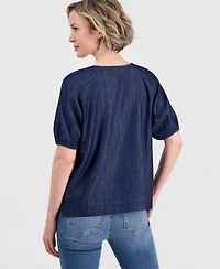 Nautica Jeans Women's Chambray Side Bow Blouse
