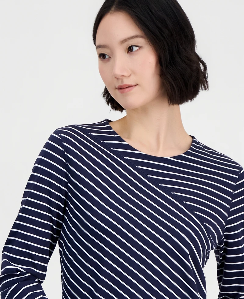 Nautica Women's Mixed-Stripe Long-Sleeve T-Shirt