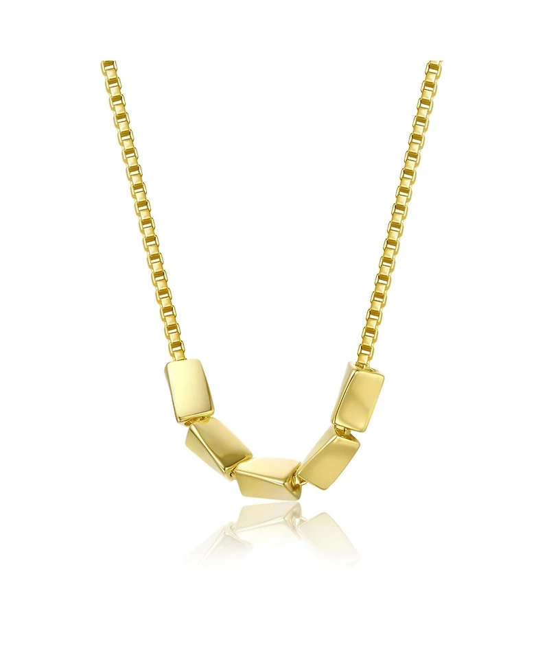 14K Gold Plated with Rectangular Beaded Chain Necklace