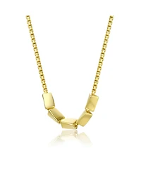 14K Gold Plated with Rectangular Beaded Chain Necklace