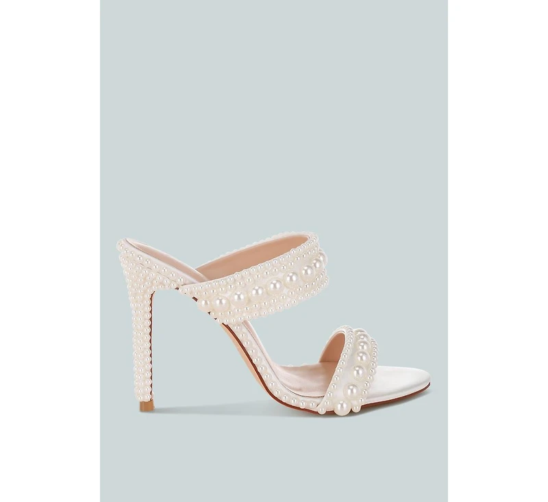 London Rag Womens Ambrin Pearl Embellished Slip On Stiletto Heels