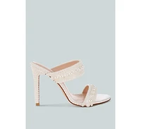 London Rag Womens Ambrin Pearl Embellished Slip On Stiletto Heels