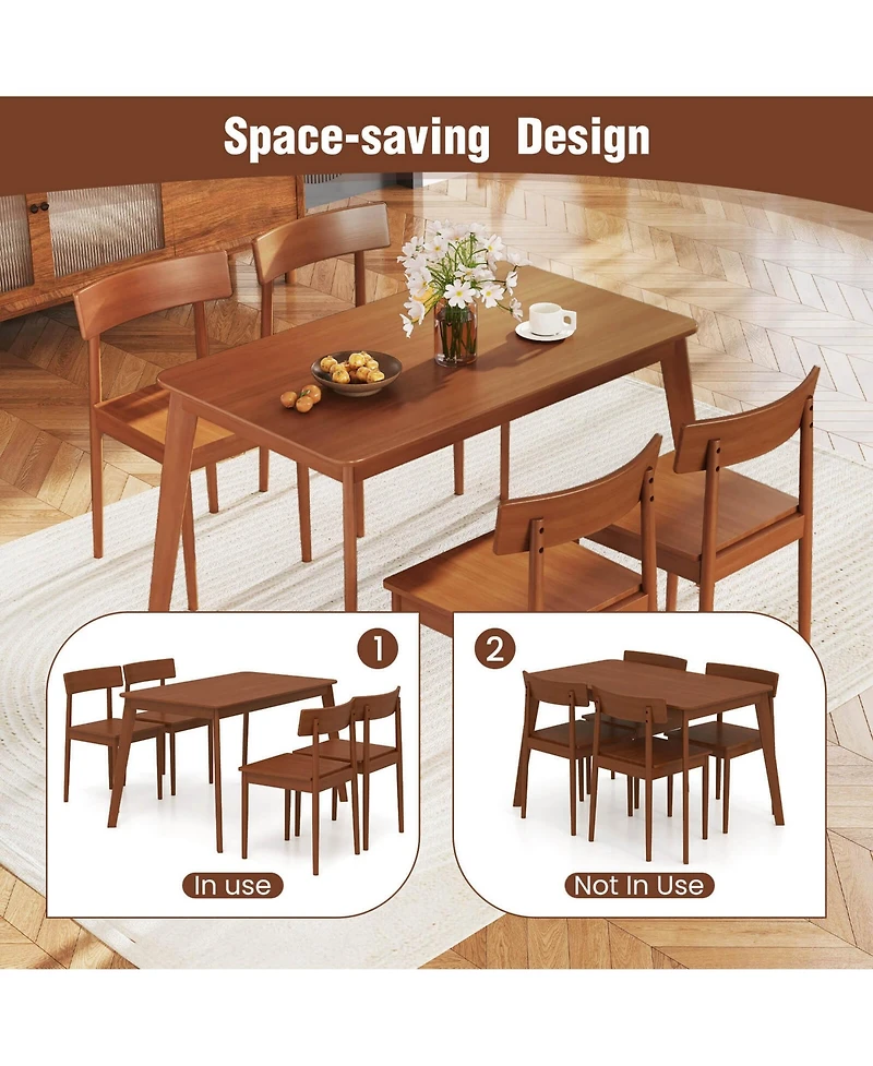 Costway 5-Piece Rubber Wood Rectangular Dining Table Set