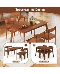 Costway 5-Piece Rubber Wood Rectangular Dining Table Set