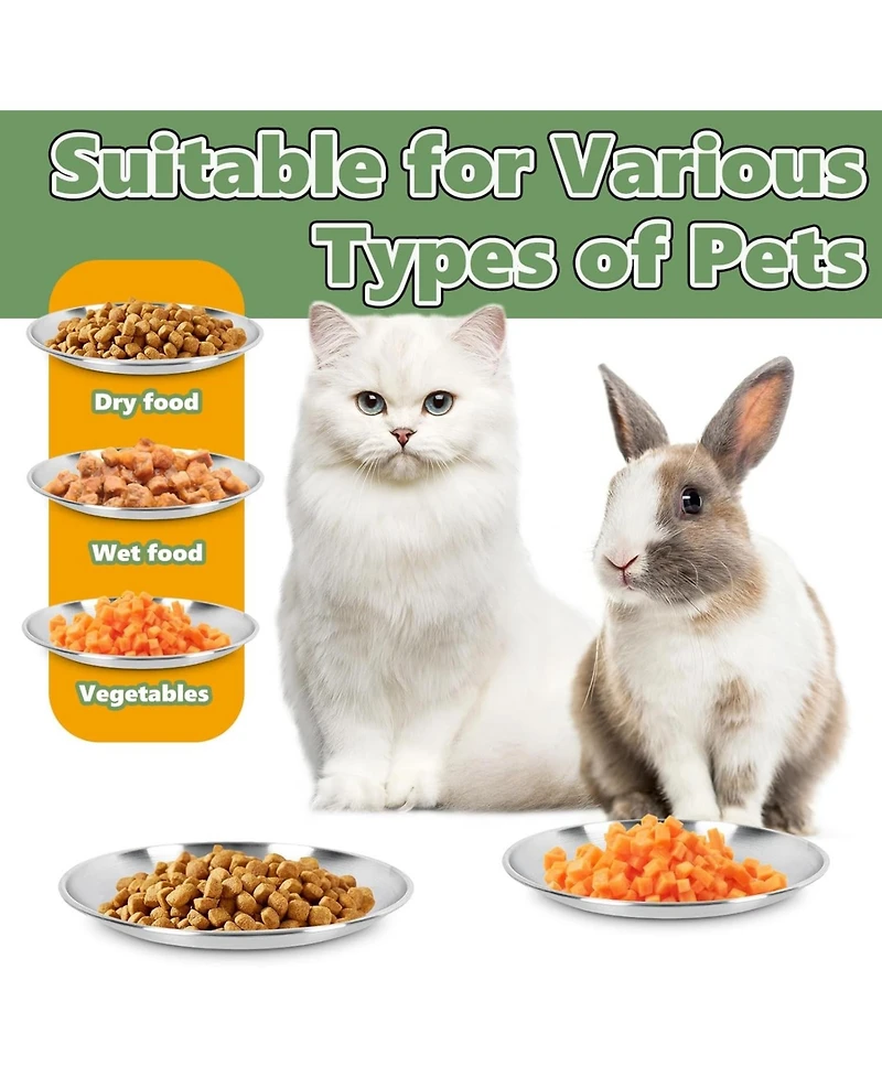 Wopet 8 Pack Stainless Steel Cat Food Bowls Shallow Whisker Friendly Non Slip Silicone Base Easy Clean Indoor Feeding Dishes 67 Inch