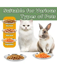 Wopet 8 Pack Stainless Steel Cat Food Bowls Shallow Whisker Friendly Non Slip Silicone Base Easy Clean Indoor Feeding Dishes 67 Inch