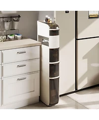 Costway -Tier Narrow Bathroom Storage Cabinet with Drawers Tissue Box Wheels for Kitchen