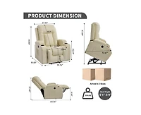sumyeg Pu Power Lift Recliner 350LB capacity 8-point massage lumbar heat with Usb port and cup holders