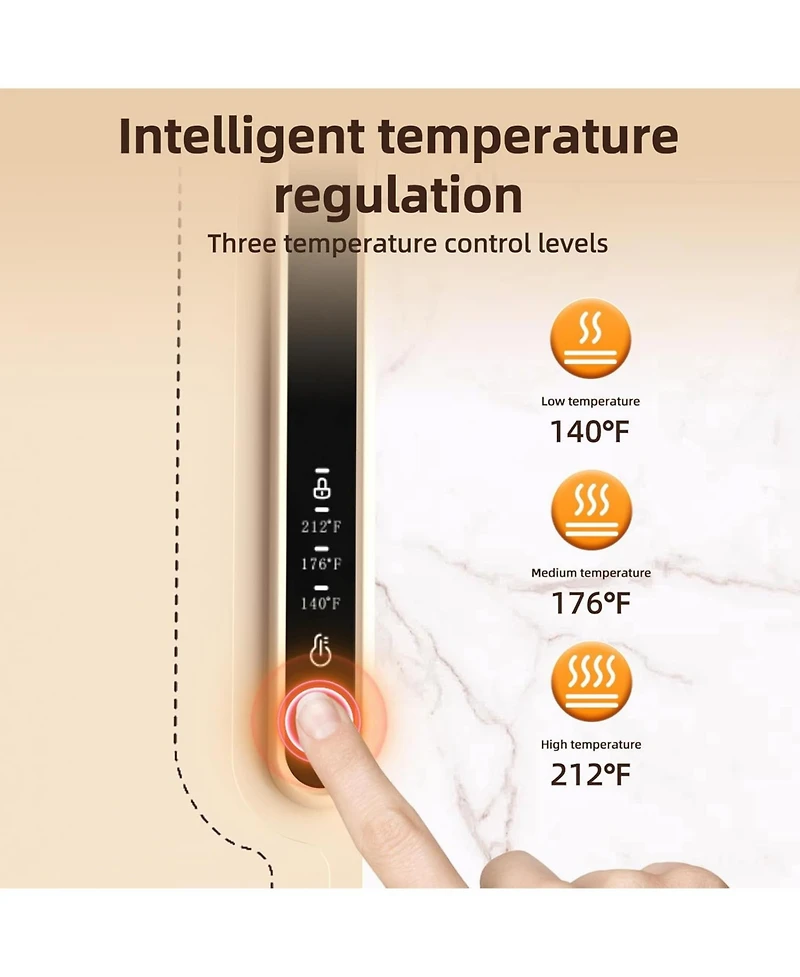 Cowsar Warming Mat for Food, 3-Temp Electric Warmer (140/176/212°F), 250W Low Energy, Auto Shut-Off & Child Safety Lock, Portable Roll-Up Silicone