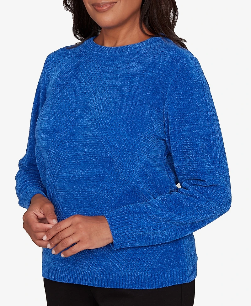 Alfred Dunner Women's Classic Cable Chenille Pullover Sweater