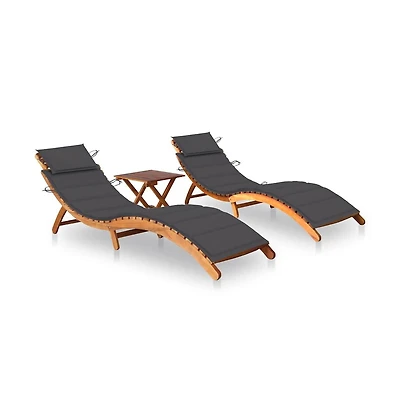 vidaXL Sun Lounger Anthracite Solid Acacia wood with a natural oil finish