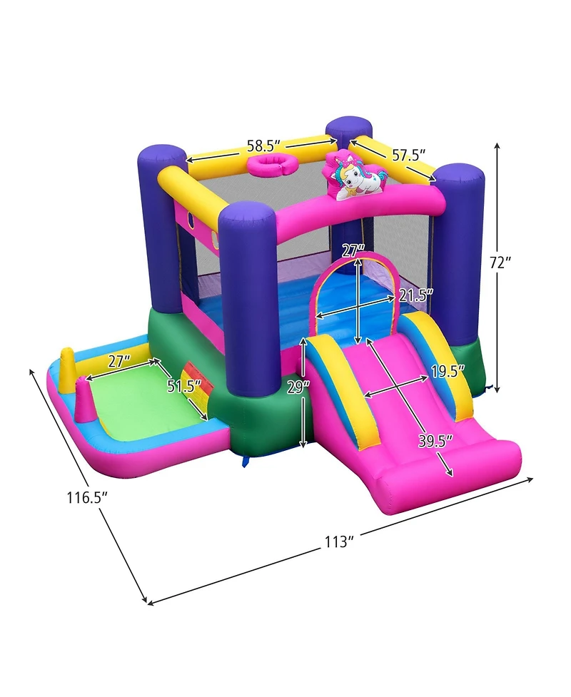 Skonyon 6-in-1 Bouncy Castle Inflatable Bounce House with Slide and Ball Pit with 480W Blower