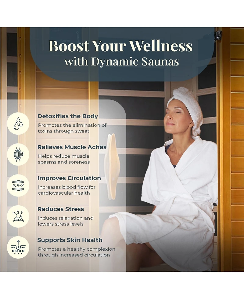 Dynamic Saunas Toulouse 2 Person Infrared Sauna w/Speakers, Canadian Hemlock