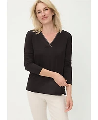 Olsen Women's V-Neck Sparkle-Trim T-Shirt