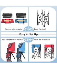 Sugift 2 Pieces Folding Camping Tables with Large Capacity Storage Sink for Picnic