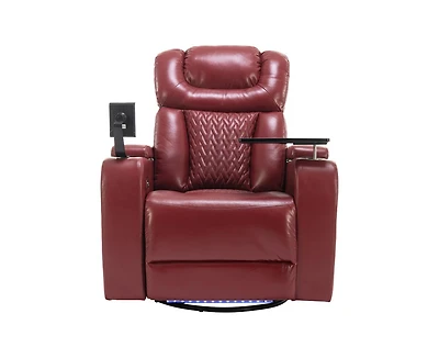 sumyeg 270 Degree Swivel Home Theater Recliner with Tray Table Phone Holder Cup and Usb Port