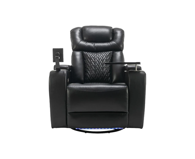 270 Degree Swivel Home Theater Recliner with Tray Table Phone Holder Cup and Usb Port