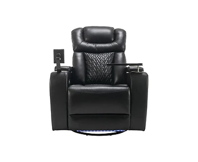 270 Degree Swivel Home Theater Recliner with Tray Table Phone Holder Cup and Usb Port