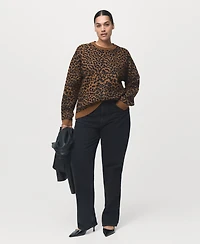 Mango Women's Leopard-Print Knitted Sweater