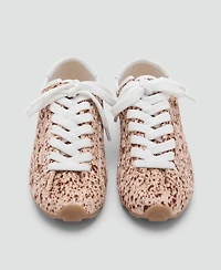 Mango Women's Leather And Fur-Effect Trainer Shoes
