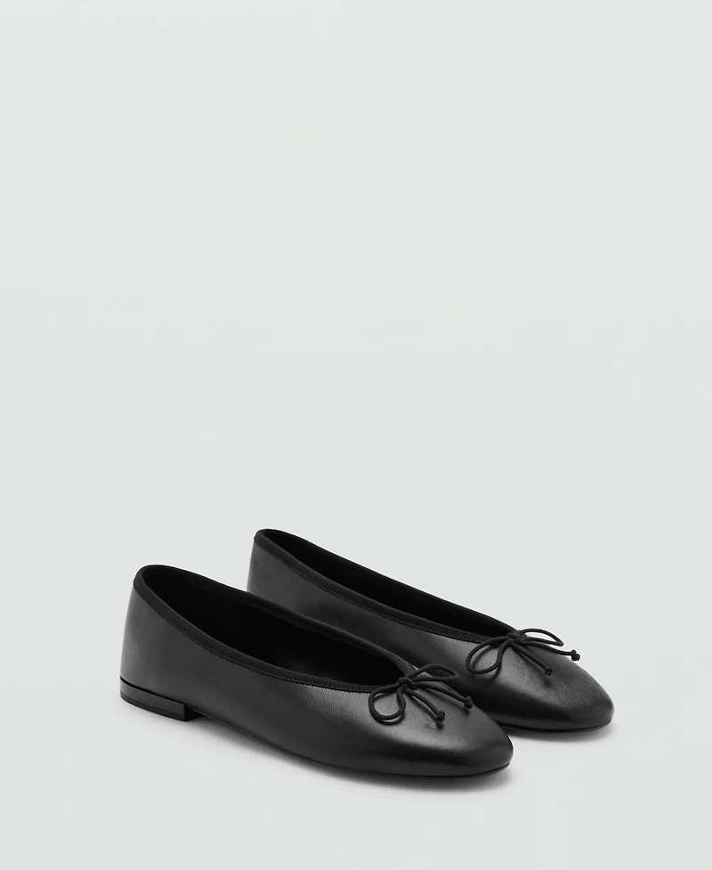 Mango Women's Bow Leather Ballet Flats