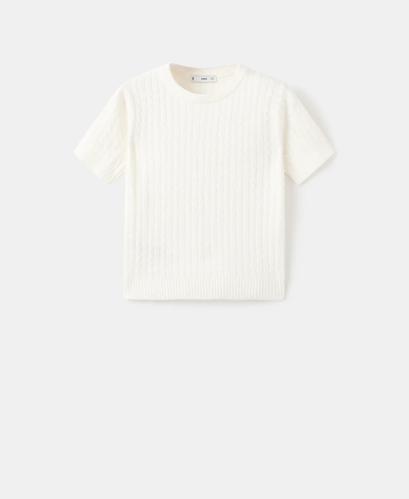 Mango Women's Short-Sleeved Cable-Knit Sweater