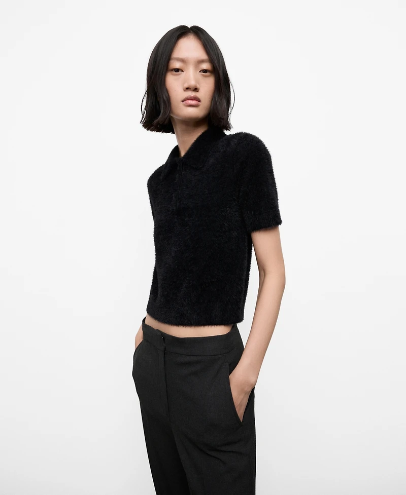 Mango Women's Fur-Effect Polo-Neck Sweater