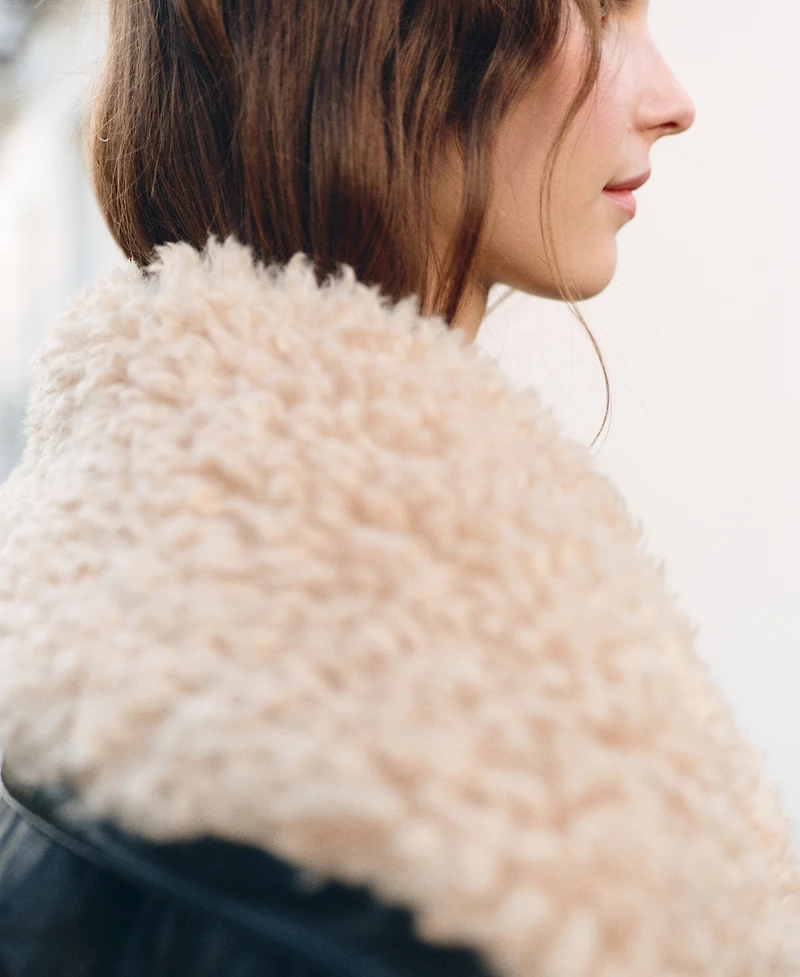 Mango Women's Shearling Collar Leather-Effect Jacket