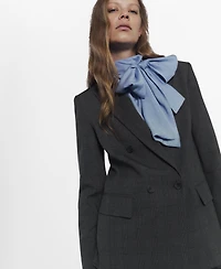 Mango Women's Double-Breasted Check Suit Jacket
