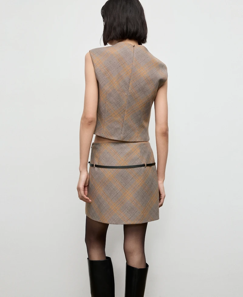 Mango Women's Belt Checked Skirt