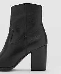 Mango Women's Leather Pointed Ankle Boots