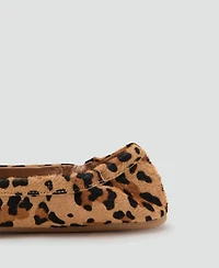 Mango Women's Leopard-Print Leather Moccasins