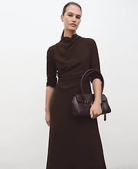 Mango Women's Draped Neckline Ruched Dress