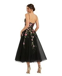 Mac Duggal Women's Bustier Embroidered Floral A-Line Dress
