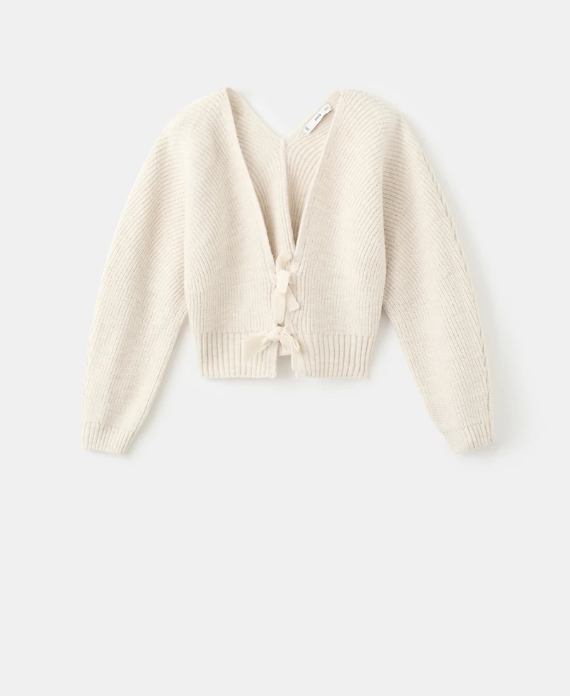 Mango Women's V-Neck Bows Cardigan