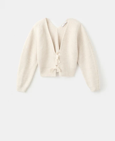 Mango Women's V-Neck Bows Cardigan