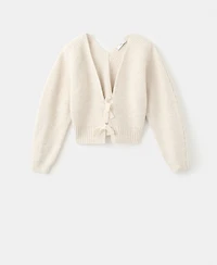Mango Women's V-Neck Bows Cardigan