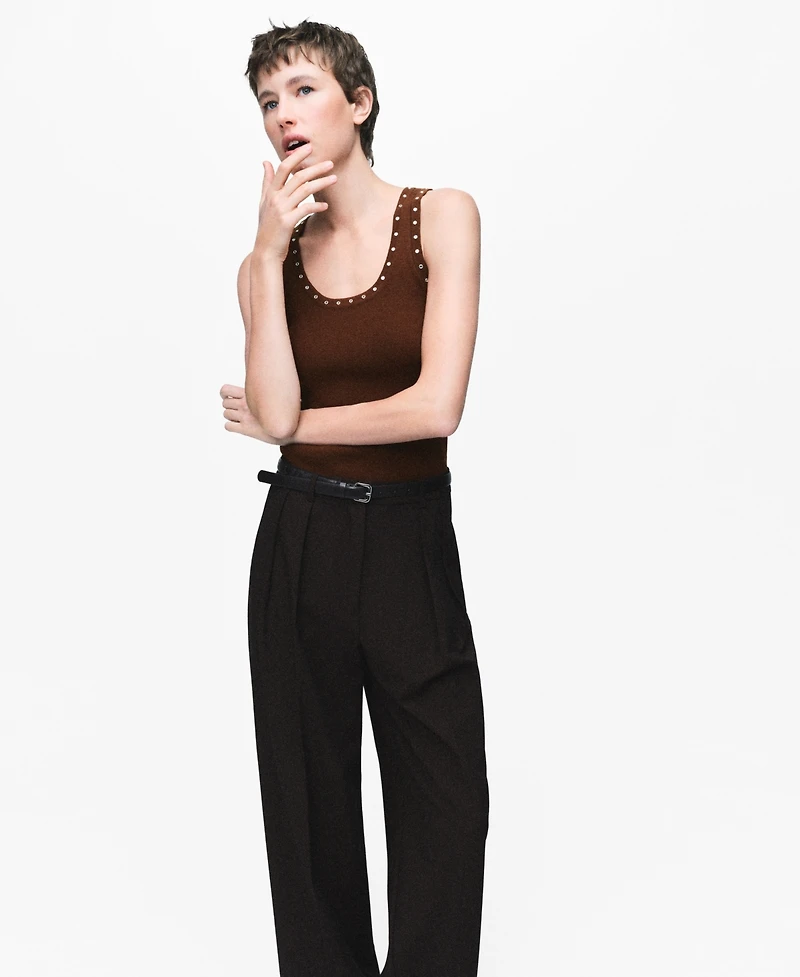 Mango Women's Knitted Studs Top