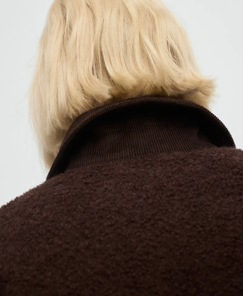 Mango Women's Corduroy Collar Boucle Jacket