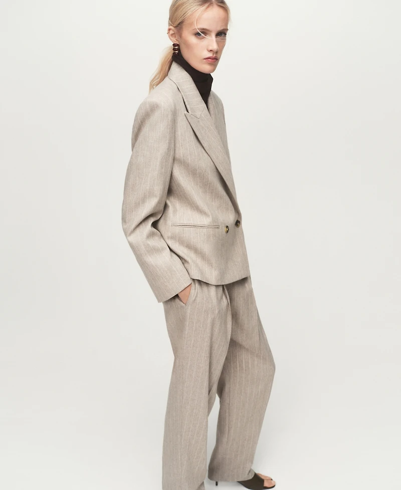 Mango Women's Pinstripe Wool Suit Blazer