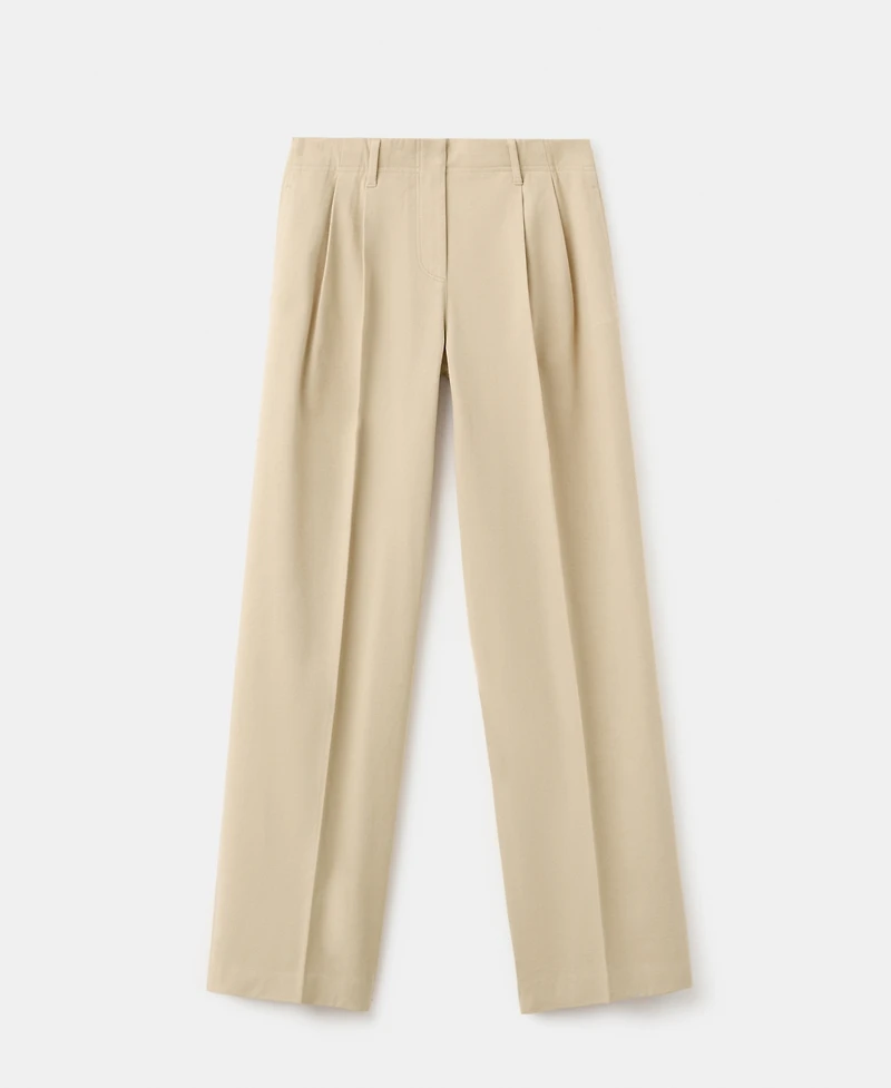 Mango Women's Straight-Leg Pleated Denim Trousers