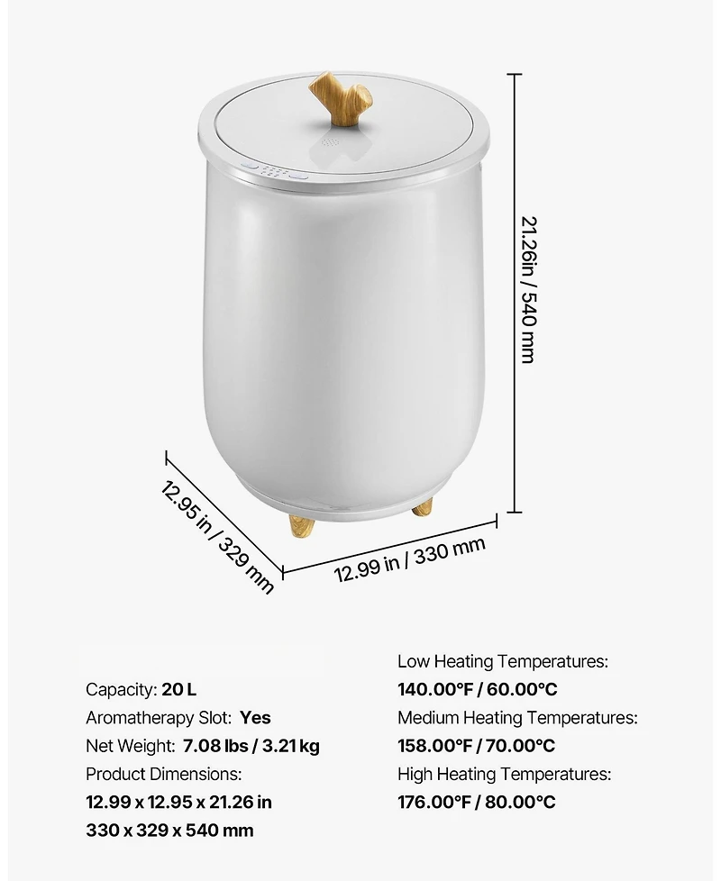 Ecooso Towel Warmers for Bathroom, Towel Warmer Bucket Auto Shut Off for Spa Fits up to 3 Oversized Bath Towels, Blankets, Clothes, Bathrobes
